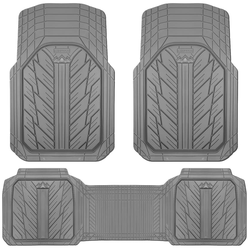 CAR PASS Heavy Rubber Car Floor Mats, Deep Waterproof Car Mats All Weather, Universal Trim-to Fit Automotive Floor Mats for Car SUV Truck Van, Durable Floor Liners (All Gray)