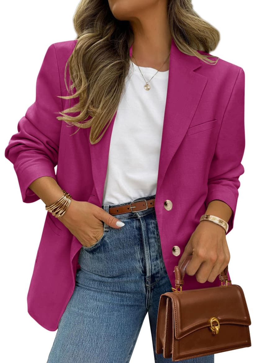 PRETTYGARDEN 2026 Blazers for Women Business Casual | Long Sleeve Button Down, Breasted Notch Lapel, Open Front Suit Jacket, Dressy Work Blazer With Pockets, Winter Fall Outfits