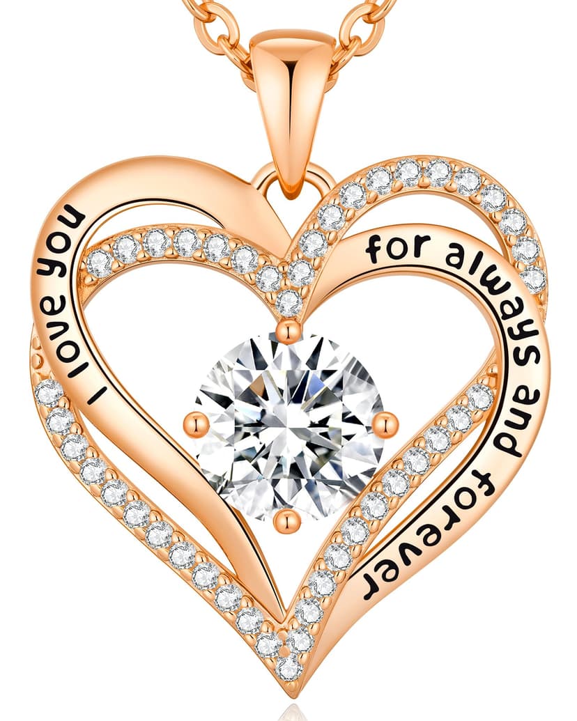 CDE Mothers Day Gifts Forever Love Heart Necklaces for Women, Wedding Anniversary, Valentine's，Birthday Mothers Christmas Day Gifts for Mom, Mother, Wife, S925 Silver Jewelry with Birthstone Pendant