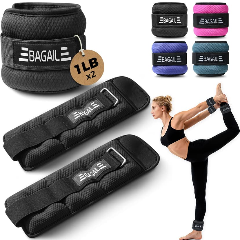 BAGAIL Ankle Wrist Weights for Women & Men, One Pair of 1/2/4/6/8/10 LBS Wearable Leg Arm Weights with Sleek Design & Secure Fit for Walking, Running, Pilates, Home Fitness & Physical Therapy