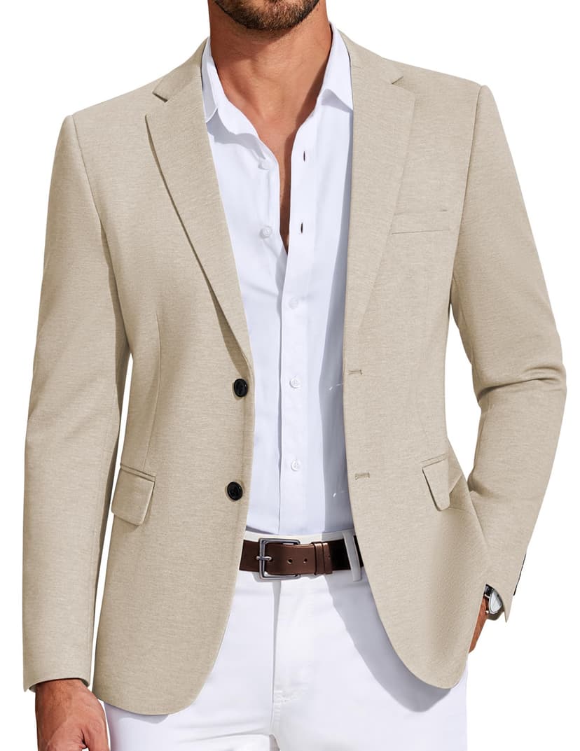 COOFANDY Mens Casual Blazer Knit Sport Coat Lightweight Two Button Suit Jacket