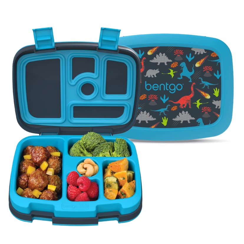 Bentgo Kids Prints Leak-Proof 5-Compartment Bento-Style Kids Lunch Box | Ideal Portion Sizes for Ages 3-7, Durable, Drop-Proof, Dishwasher Safe, PFAS & BPA-Free Materials (Dinosaur)