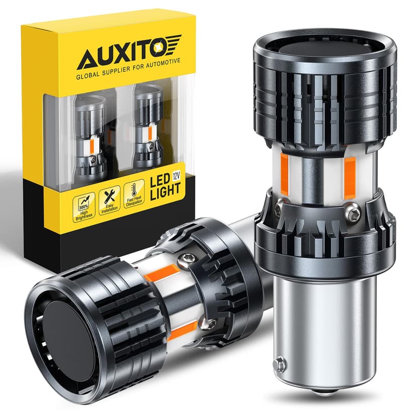 AUXITO CANBUS 7507 BAU15S LED Bulbs Amber Yellow with Built-in Resistor PY21W 12496 2641A 1156(150°) Anti Hyper Flash Error Free Front Rear Turn Signal Lights and Blinker Parking Lights, Pack of 2