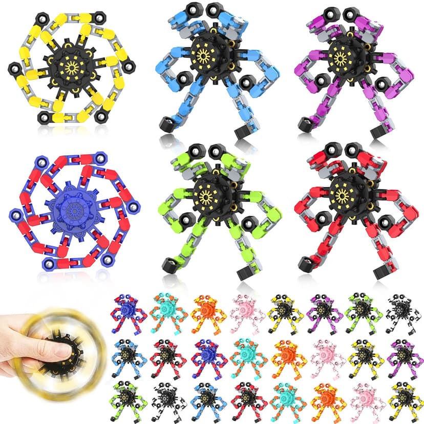 Transformable Fidget Spinners,30PCS Funny Sensory Fidget Toys for Kids | Deformable DIY Robot Spinner Fingertip Stress Relief Gyro Toy Kids Halloween Party Favors Stocking Stuffers Gifts