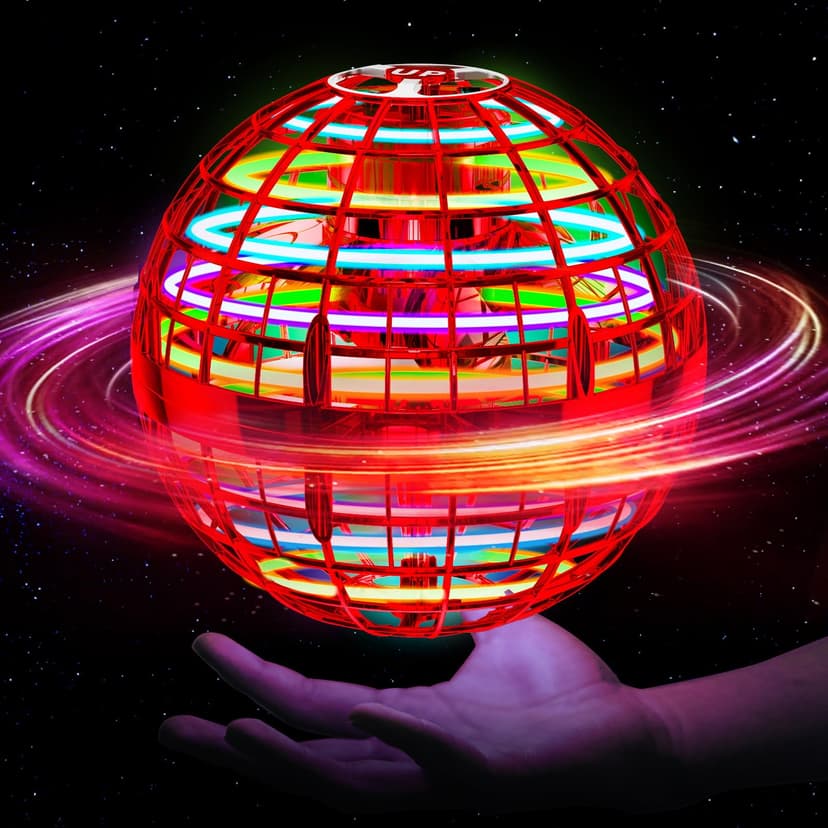 Ivtivfu Flying Orb Ball (Red, 2026 Upgraded) with Dazzling Lights, Magic Hover Spinner, Cool Boomerang Drone, Floating Cosmic Globe, Kids Outdoor Toys, for 6 7 8 9 10 Year Old Boys Girls