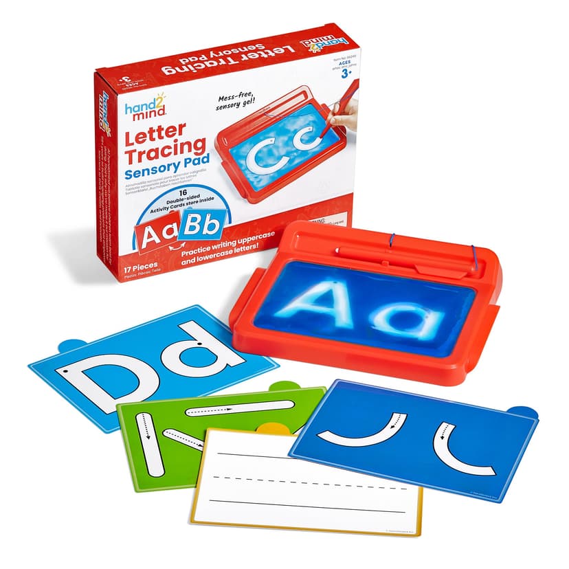 hand2mind Letter Tracing Sensory Pad, Fine Motor Activities, Ages 3+ | Handwriting Practice Kids, Letter Tracing Board, Toddler Writing Practice, Montessori Alphabet Toys, Preschool Learning Toys