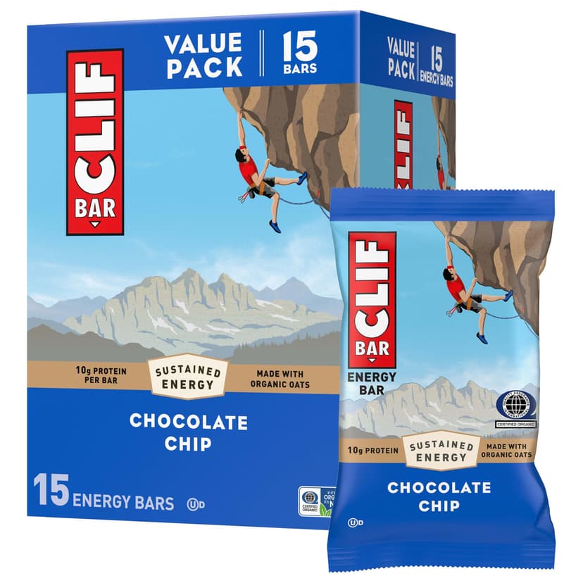 CLIF BAR Protein Energy Bars, Chocolate Chip, 15ct
