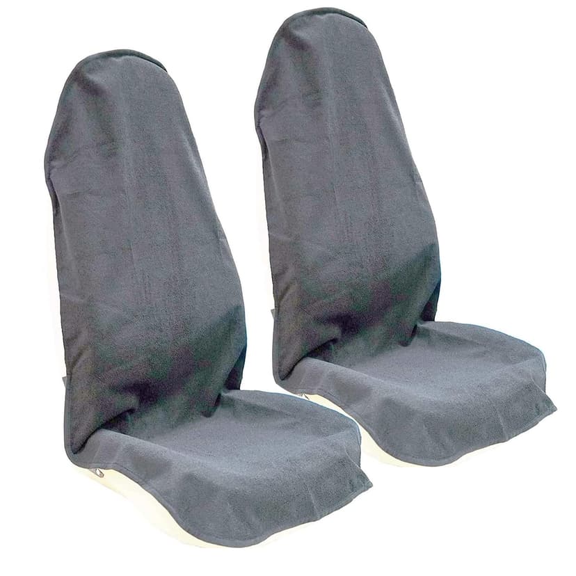 LoyaGour Car Seat Cover Protector Front Seats,for Gym Workout,Running,Swimming,Beach and Hiking,Waterproof Sweat Towel Bucket Seat Covers for Cars SUV Trucks (Grey, 2Pcs)