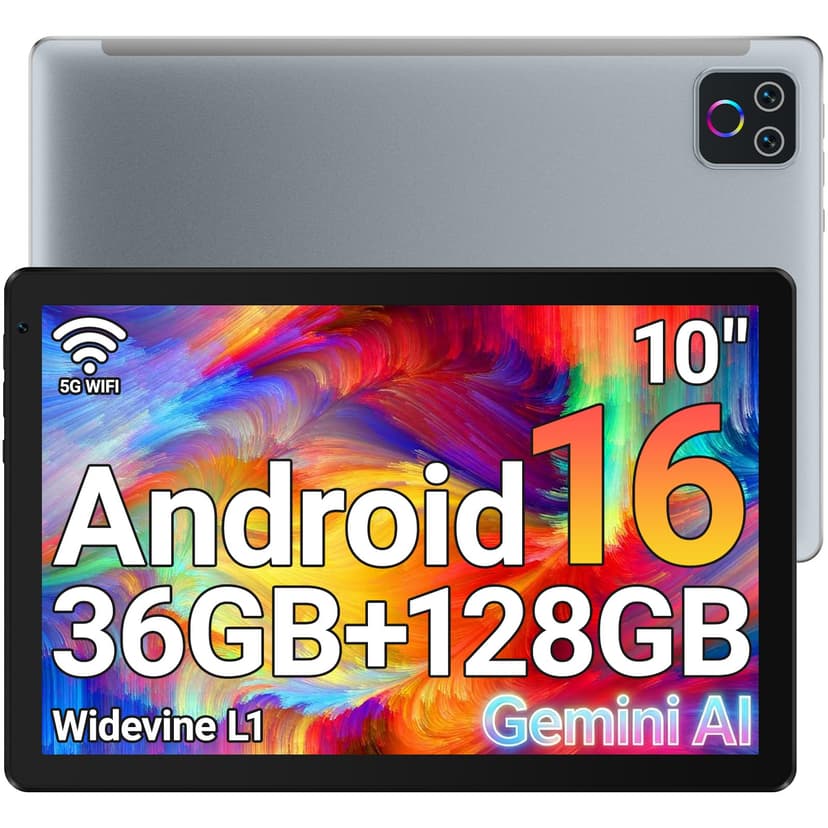 Tablet,10.1" Android 16 Tablet Octa-core 36GB+128GB Dual Camera | 1280x800 IPS HD Touchscreen 6000mAh Battery Wi-Fi 6,BT 5.4 GMS 36GB(6+30) RAM 128GB ROM Support 1TB Expansion 5MP+8MP cameras