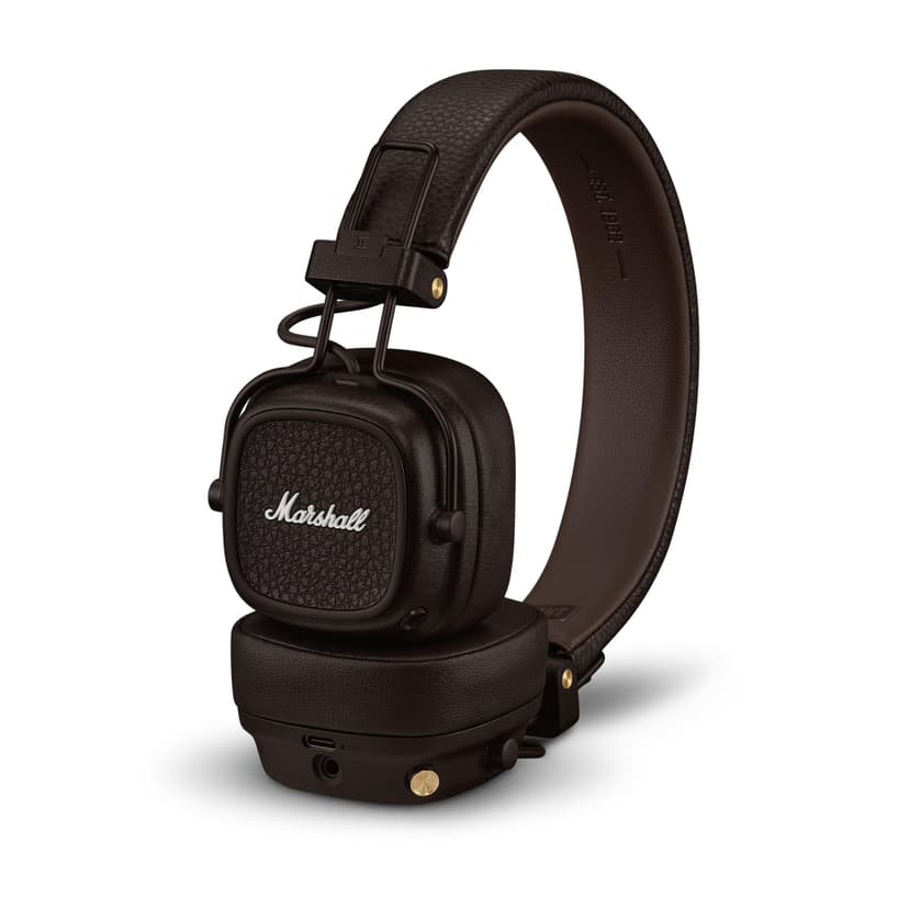 Marshall Major V Wireless On-Ear Bluetooth Headphones - 100+ Hr Playtime | Detachable Audio Cable | Microphone for Calls | Lightweight, Foldable Design for Travel - Brown