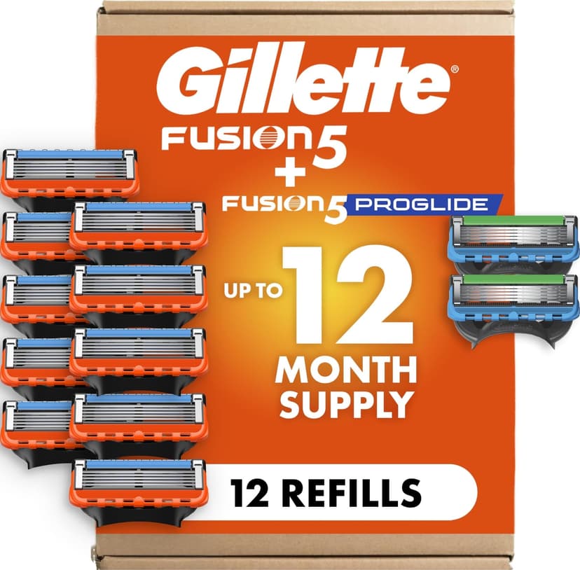 Gillette Fusion5 and ProGlide Men's Razor Blade Refills, 5-Blade Cartridges, Variety Pack, 12 Count