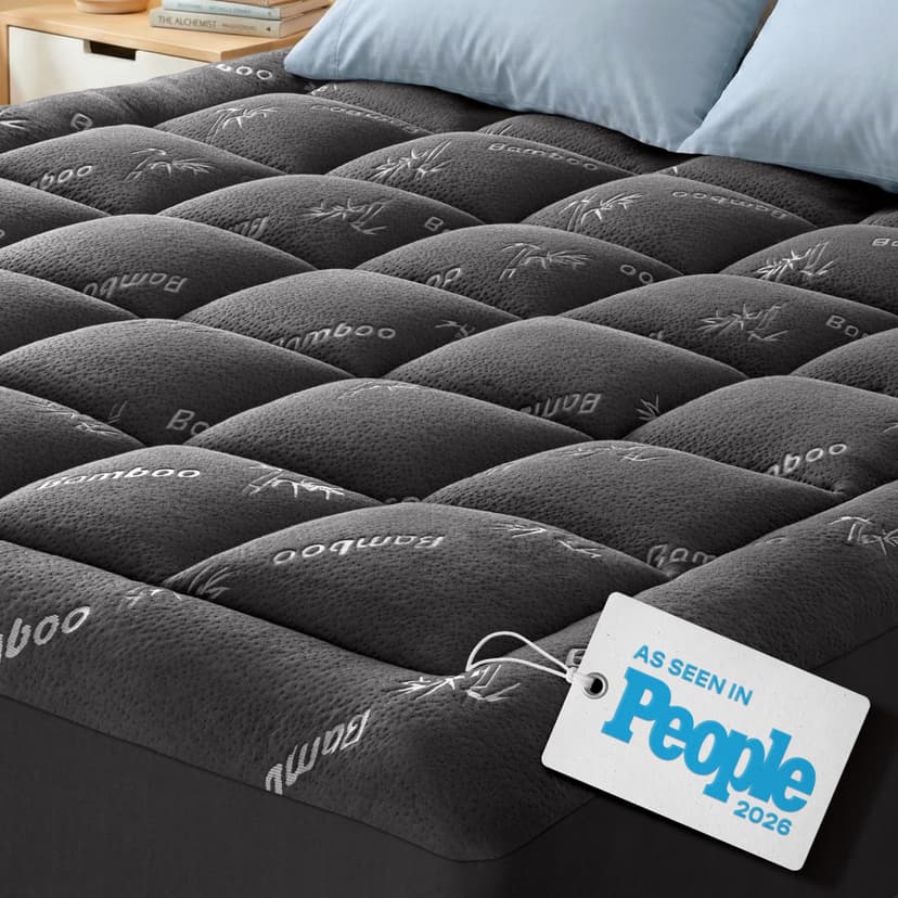 Niagara Sleep Solution Ultra Soft King Size Mattress Topper - Rayon Derived from Bamboo Pillow Top Mattress Pad for Back Pain Relief - Naturally Cooling for Hot Sleepers, Dark Gray