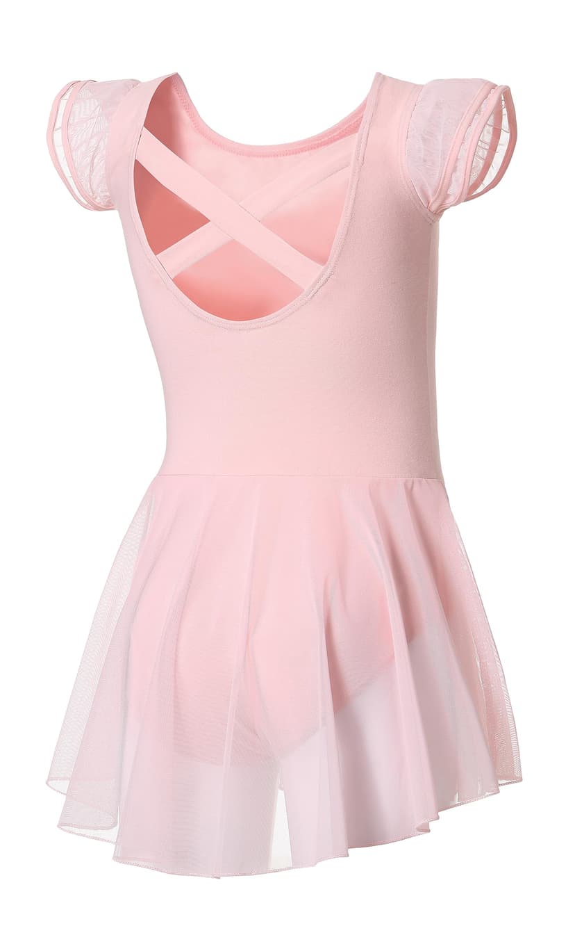 DIPUG Ballet Leotards for Girls Ballet Leotard with Skirt Toddler Dance Leotards Flutter Sleeve and Criss-Cross Back