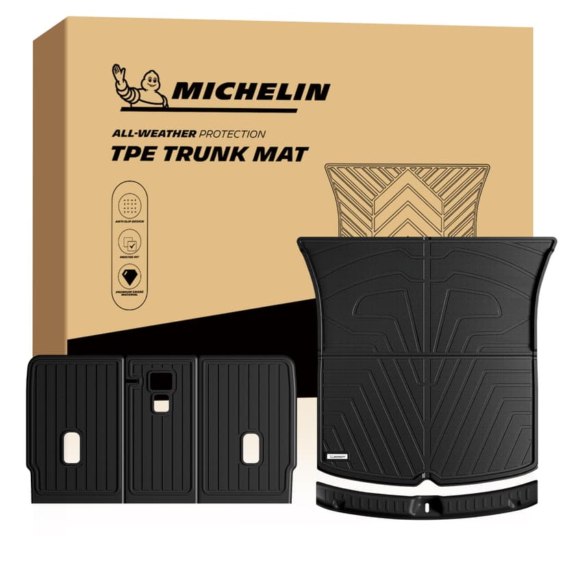 Michelin Vehicle Mat for 2025-2027 Tesla Model Y 5 Seat (5 Piece) | Trunk & Seat Back Mats & Rear Bumper Protector All-Weather TPE Custom Fit Liner, Elite Series