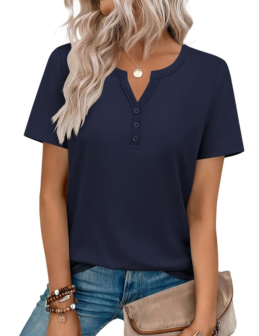 Zeagoo Womens Summer Tops V Neck Short Sleeve Shirts Dressy Casual Blouse Spring Vacation Tshirts Clothes