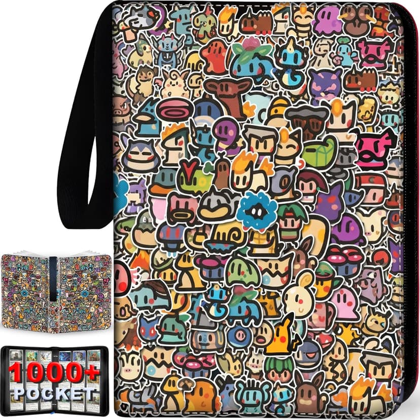 1008 Card Binder 9 Pocket, 3-Ring Trading Card Binder with 56 Page Removable Sleeves, High Storage Waterproof Trading Card Holder Collection Card Album Organizer Case for TCG Cards