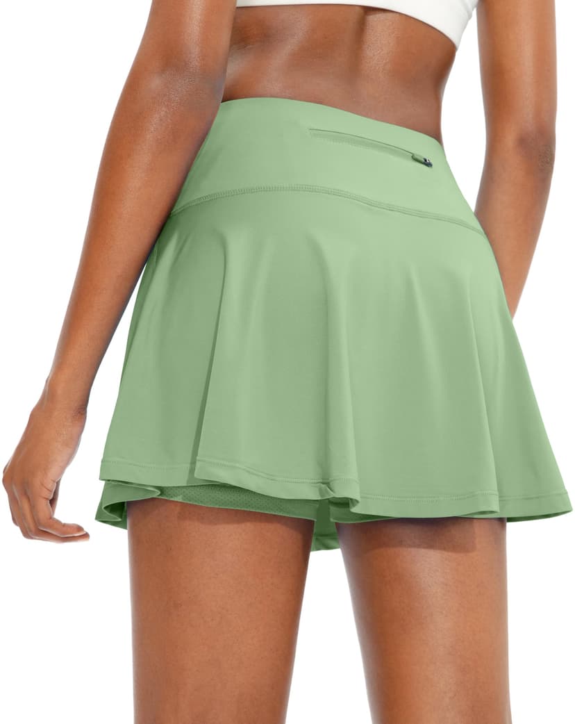 SANTINY Pleated Tennis Skirt with 4 Pockets | 14", 3.5" High Waisted, Soft, Lightweight, Mesh Built-in Shorts, Dressy, Casual, Athletic, Golf, Skort for Women