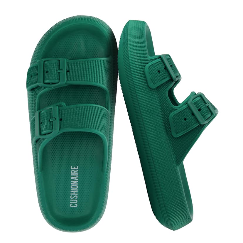 CUSHIONAIRE Fame Pillow Recovery Sandals for Women, Adjustable Double Buckle Waterproof EVA Cloud Slides for Women