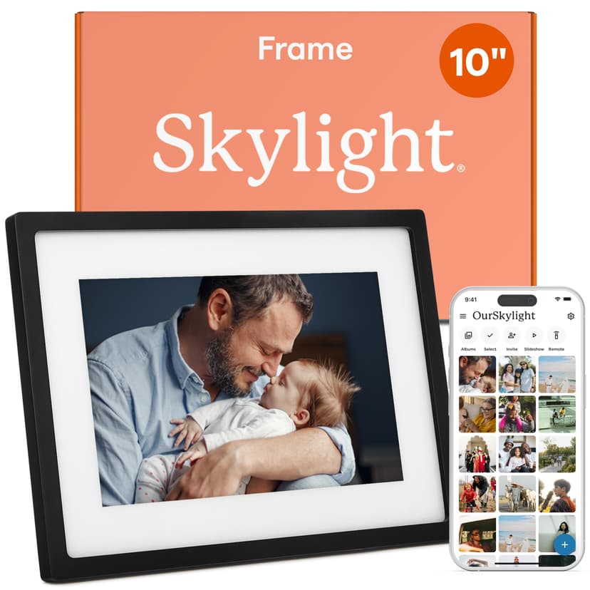 Skylight Digital Picture Frame, Load from Phone Capability, 10" Black | No Subscription Needed, Touchscreen Digital Photo Frame, WiFi, Cloud-Based Storage, Customizable Gift for Friends & Family