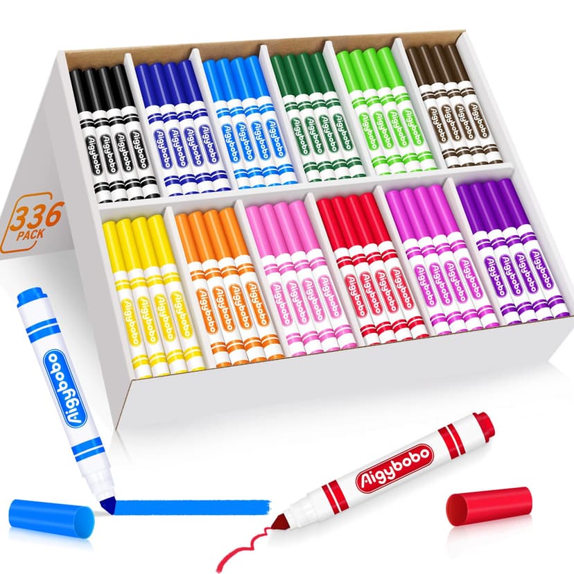 336 Count Washable Markers Bulk, Markers for Kids Classroom, 12 Colors | Broad Line Conical Tip, Back to School Supplies, Teacher Classroom Must Haves, Classroom Essentials & Art Supplies & Prizes