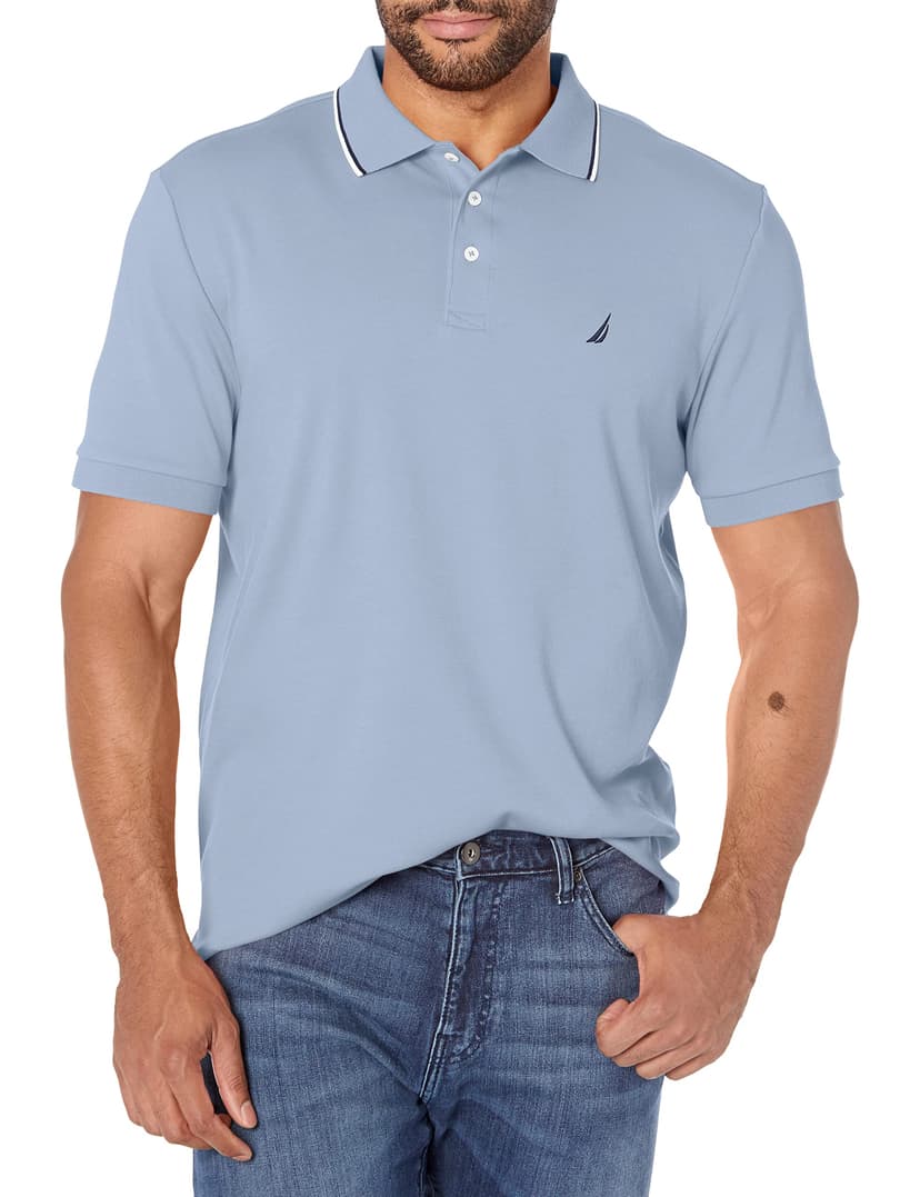 Nautica Men's Classic Fit Short Sleeve Dual Tipped Collar Polo Shirt