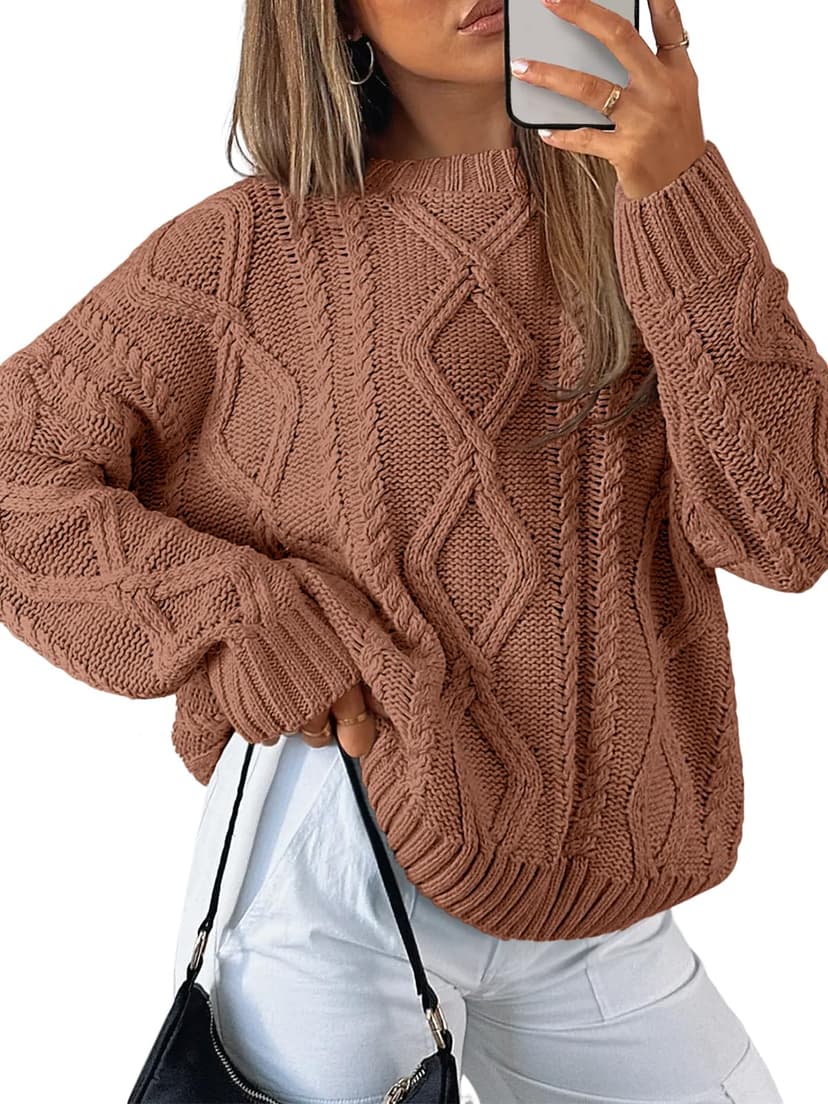 Trendy Queen Women's Oversized Cable Knit Sweaters 2026 Fall Outfits | Quiet Luxury Style, Chunky Knit Texture, Winter Holiday Outfit, Easy Layering Piece, Fall Fashion Staple
