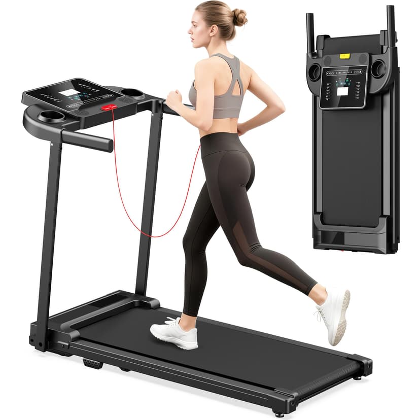 Treadmills for Home Walking Pad Machine- Foldable Treadmill with Handle Bar for Running Jogging Gym Compact Portable Small Caminadora Electrica Folding Quiet Tred Mills Belt with LED Dispay Pcrignbm