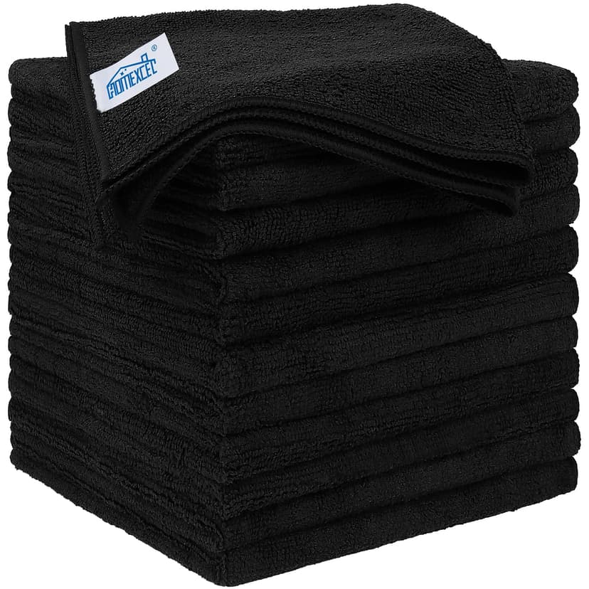 HOMEXCEL Black Microfiber Cleaning Cloth 12 Pack, 12.5 x 12.5 inch Microfiber Towels for Cars, Ultra Absorbent Car Washing Cloth, Lint Free Streak Free Cleaning Rags for Car, Kitchen, and Window