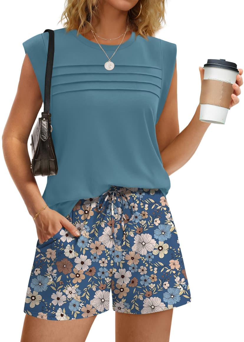 WIHOLL Two Piece Sets for Women Trendy Short Sets Beach Vacation Clothes Airport Travel Cruise Summer Outfits