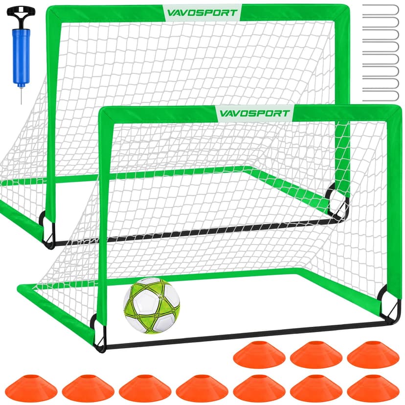 VAVOSPORT Kids Soccer Goals for Backyard Set of 2,Soccer Training Equipment | 4'x3'/5'x3'/7'x5' Portable Soccer Goal, Pop Up Toddler Soccer Net with Soccer Ball, Soccer for Kids and Youth Games, Sport