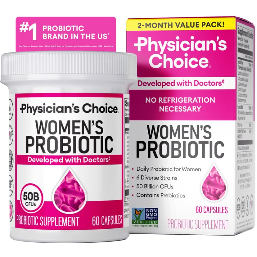 Physician's Choice Probiotics - PH Balance, Digestive, UT, & Feminine Health - 50 Billion CFU - 6 Unique Strains for Women - Organic Prebiotics, Cranberry Extract+ - Probiotic - 60 CT