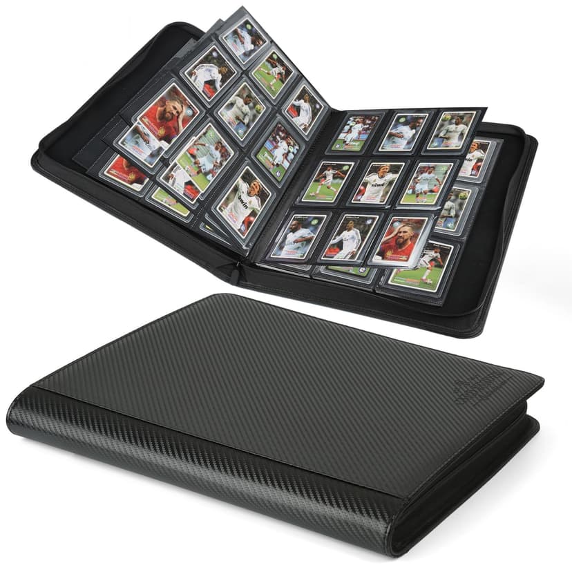 Toploader Binder,Toploader Hard Cases, 9-Pocket Pages Sleeves Hold up 288 Cards.Toploader Card Binder with Sleeves for “3×4” rigid，Card Holder(black)