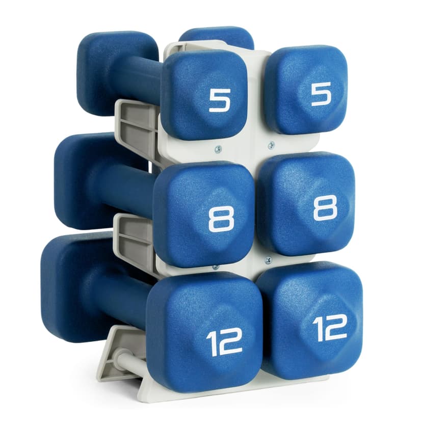 Tone Fitness Neoprene Dumbbell Set with Storage Rack – Non-Slip, Anti-Roll Hand Weights for Home Gym Workouts | 20 lb, 32 lb, 50 lb, 60 lb & 100 lb Options