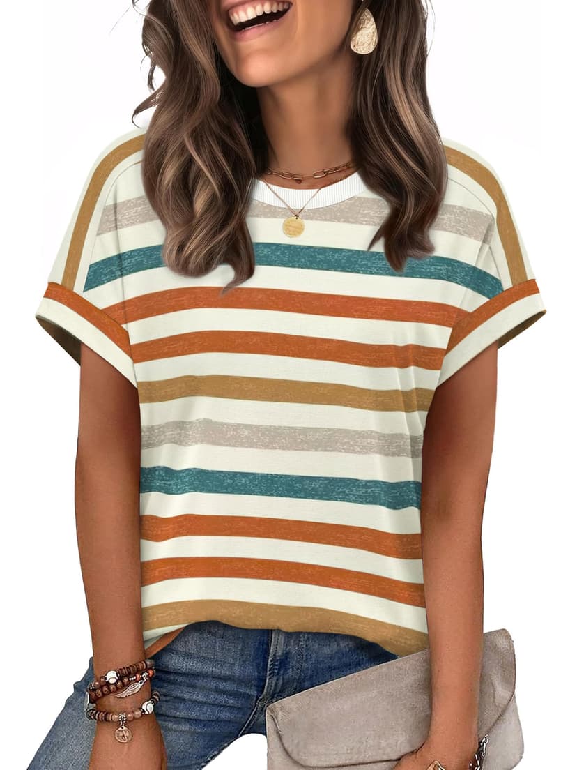 WIHOLL Womens Tops Short Sleeve Shirts Summer Outfits 2026 Spring Dressy Casual Clothes Clothing