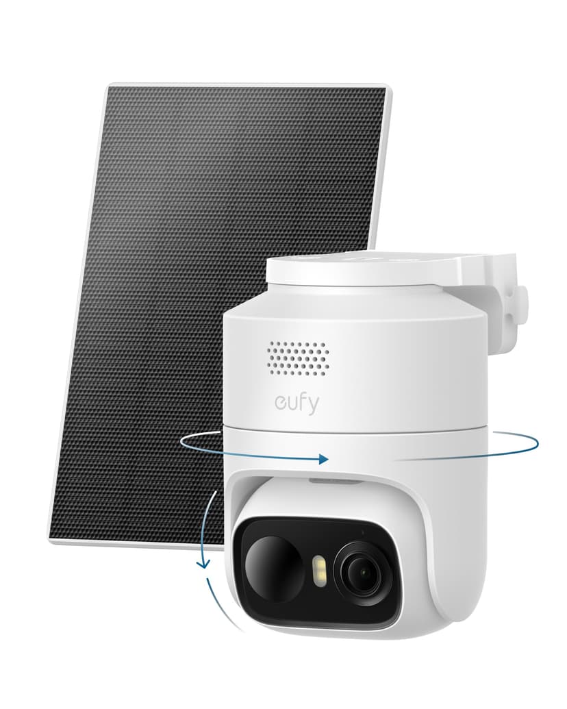eufy Security eufyCam C37, Security Cameras Wireless Outdoor, 360° Pan & Tilt AI Tracking, 2K Solar Camera, Human/Pet/Vehicle Detection, Flexible Solar Panel, Color Night Vision, No Subscription