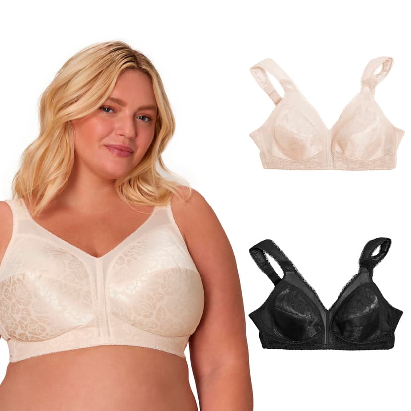 Playtex Women's Wireless Bra, 18 Hour Plus-Size Bras Available, Full Coverage, Smoothing, 4693, Single or 2-Pack