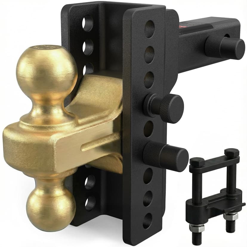 TYT Adjustable Truck Trailer Hitch for 2 inch Receiver, 6" Drop/Rise Tow Hitch with Dual Balls (2" & 2-5/16"), 14,000 lbs GTW, 1,400 lbs TW, Includes Two Pin Locks & Hitch Tightener