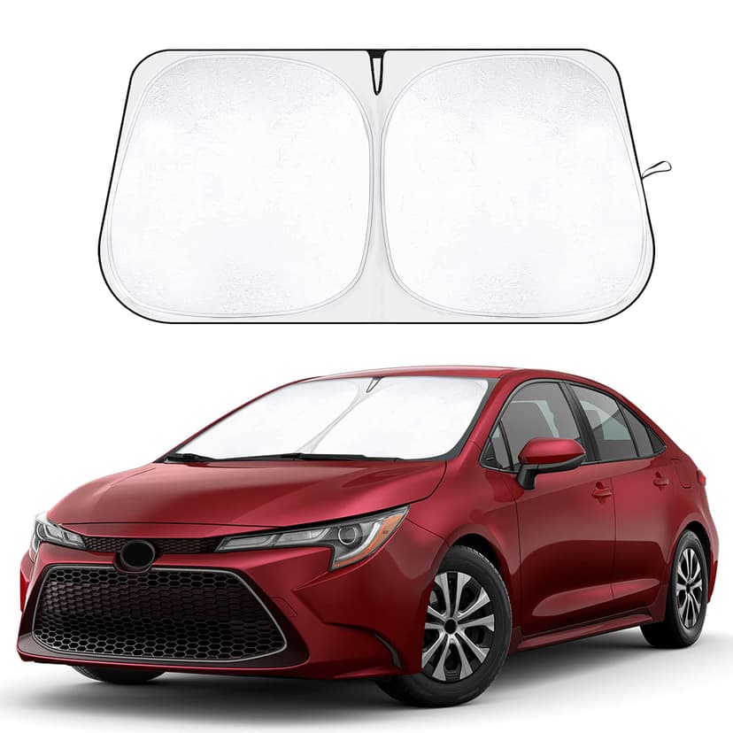 EcoNour Windshield Sunshade Compatible for Toyota Corolla 2020-2025 2026 | Car 280T Polyester | Car Sun Visor Reflector Blocks UV Rays Foldable Sunshade Interior Protection Toyota Corolla Accessories