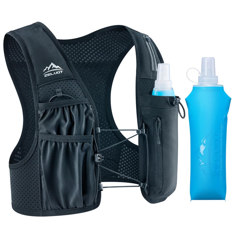 Zelvot Running Vest for Women Men, US Patent, Adjustable Chest Straps Running Hydration Vest with 500ml Soft Flask, Lightweight Reflective Hydration Backpack for Marathon