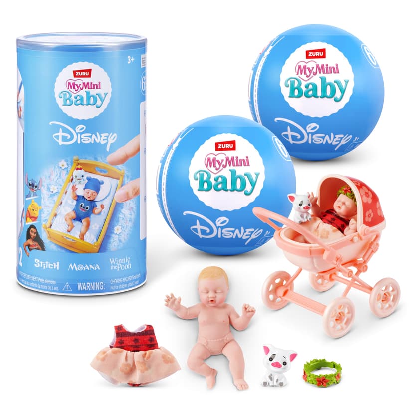 My Mini Baby Disney 2 Pack by ZURU – Collectible Disney Baby Doll Mystery Capsule with Accessories, Realistic Miniature Toy for Girls Ages 3+