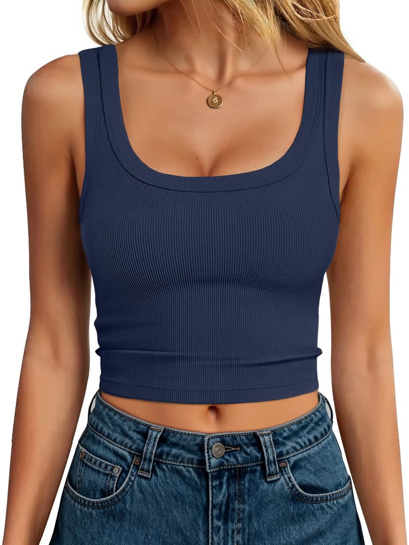 ANRABESS Womens Crop Tank Tops, Soft Breathable Ribbed Slim Fit, Comfy for Basic,Casual,Going Out&Daily Wear