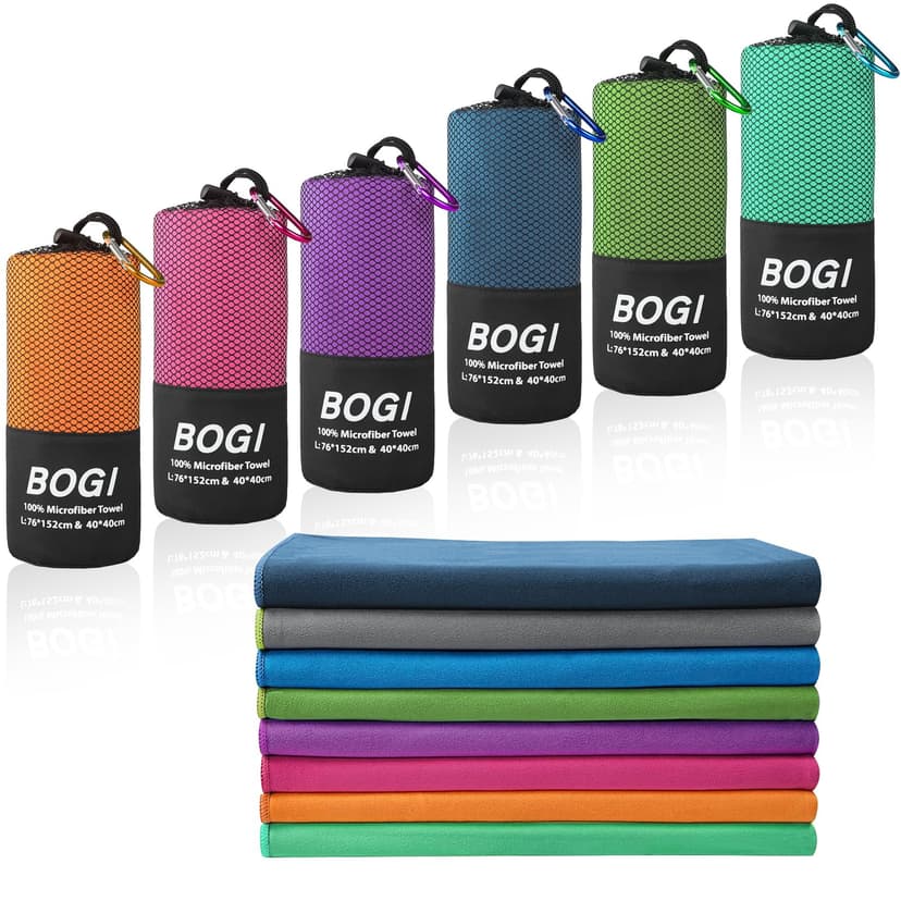 BOGI Microfiber Travel Sports Towel-Quick Dry Towel, Soft Lightweight Microfiber Camping Towel Absorbent Compact Travel Towel for Camping Gym Yoga Swimming Backpacking (XL:72''x32''+16''x16''-Purple)