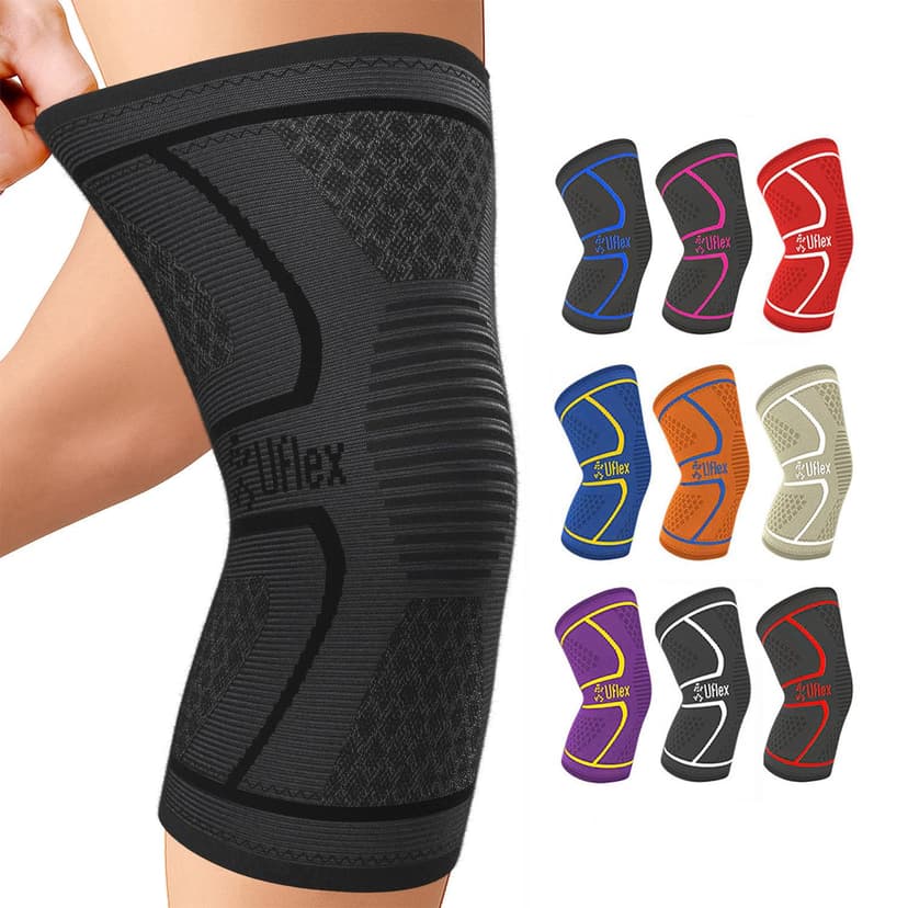 UFlex Athletics Knee Brace for Men and Women Knee Compression Sleeve Support for Arthritis Joint Pain Relief, Workout, Swelling, Sports, Circulation, Running, Recovery Support for ACL & Meniscus Tear