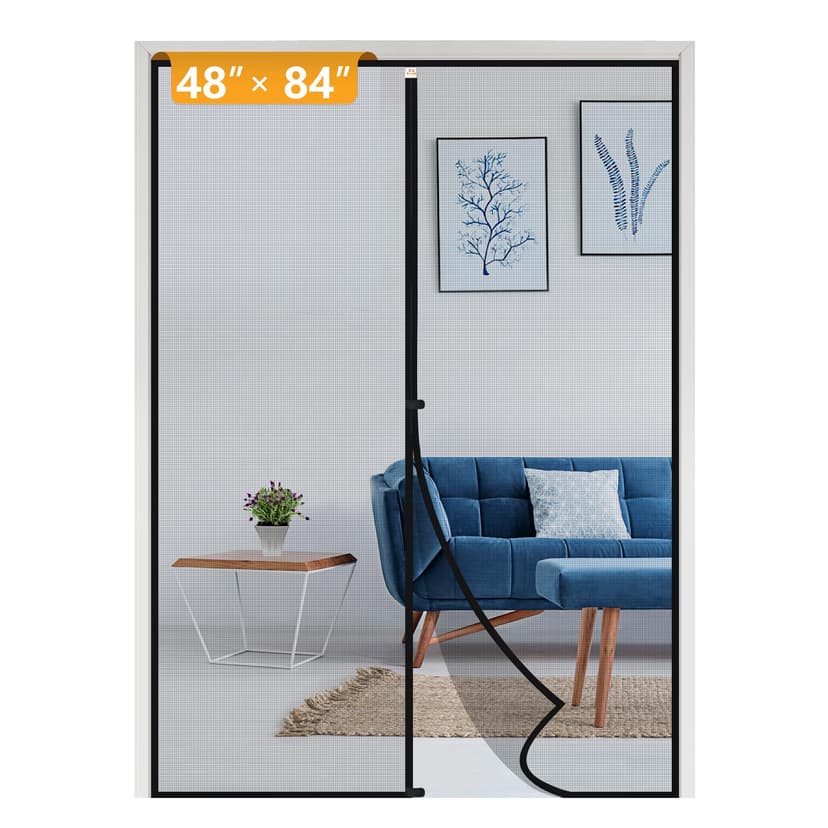 Yotache Reinforced Magnetic Screen Door, Fit 48"x84" Doors, Black | Screen Size 50" x 85", Strong Magnet, For Sliding Glass and French Doors