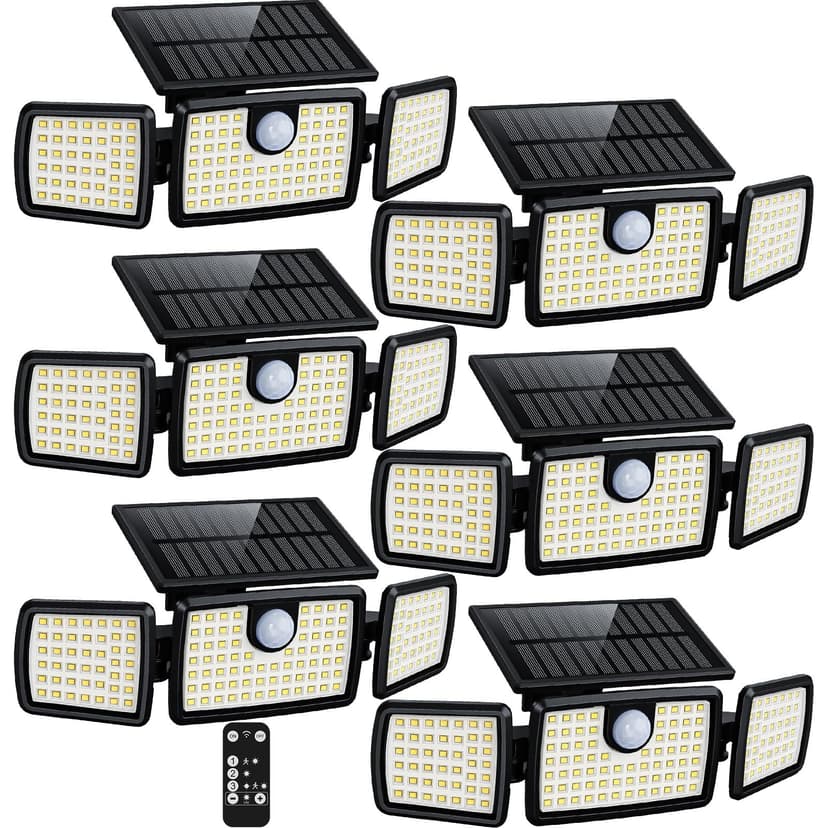 MIHANI Solar Lights Outdoor, Quick Charge Solar Motion Deck Lights Outdoor for Deck with High Brightness, Larger Built-in Tempered Glass Panel, Sensitive PIR Motion Inductor (Remote 6 Pack)