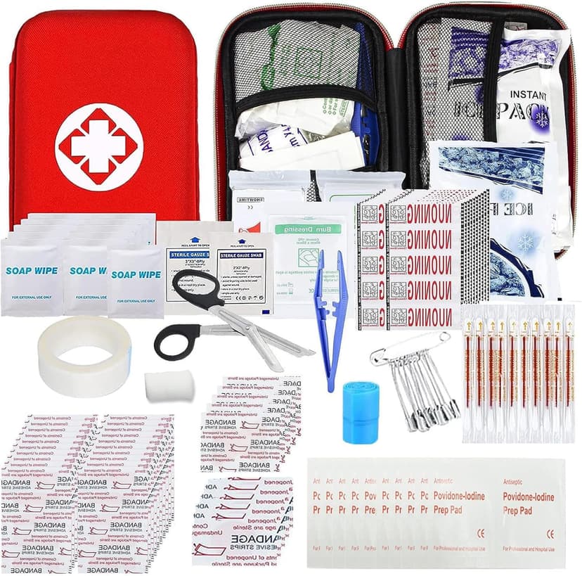First Aid Kit 277PCS Car Home Camping Essentials Red Emergency Kit YIDERBO | School Supplies,Dorm Room Essentials,Survival Kit,Travel Essentials,Outdoor Adventure,Office Hiking Portable,Refill Supplie