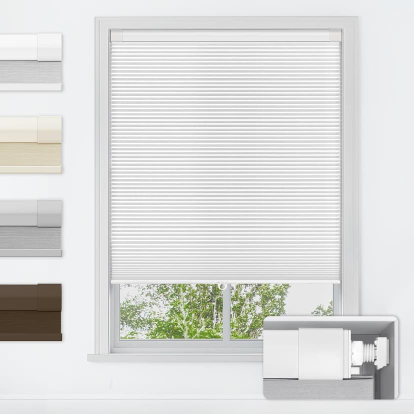 LazBlinds No Tools No Drill Cordless Cellular Shades, Blackout Light Blocking Honeycomb Shades for Home, Thermal Insulation Blinds for Windows, 21" W x 36" H, White