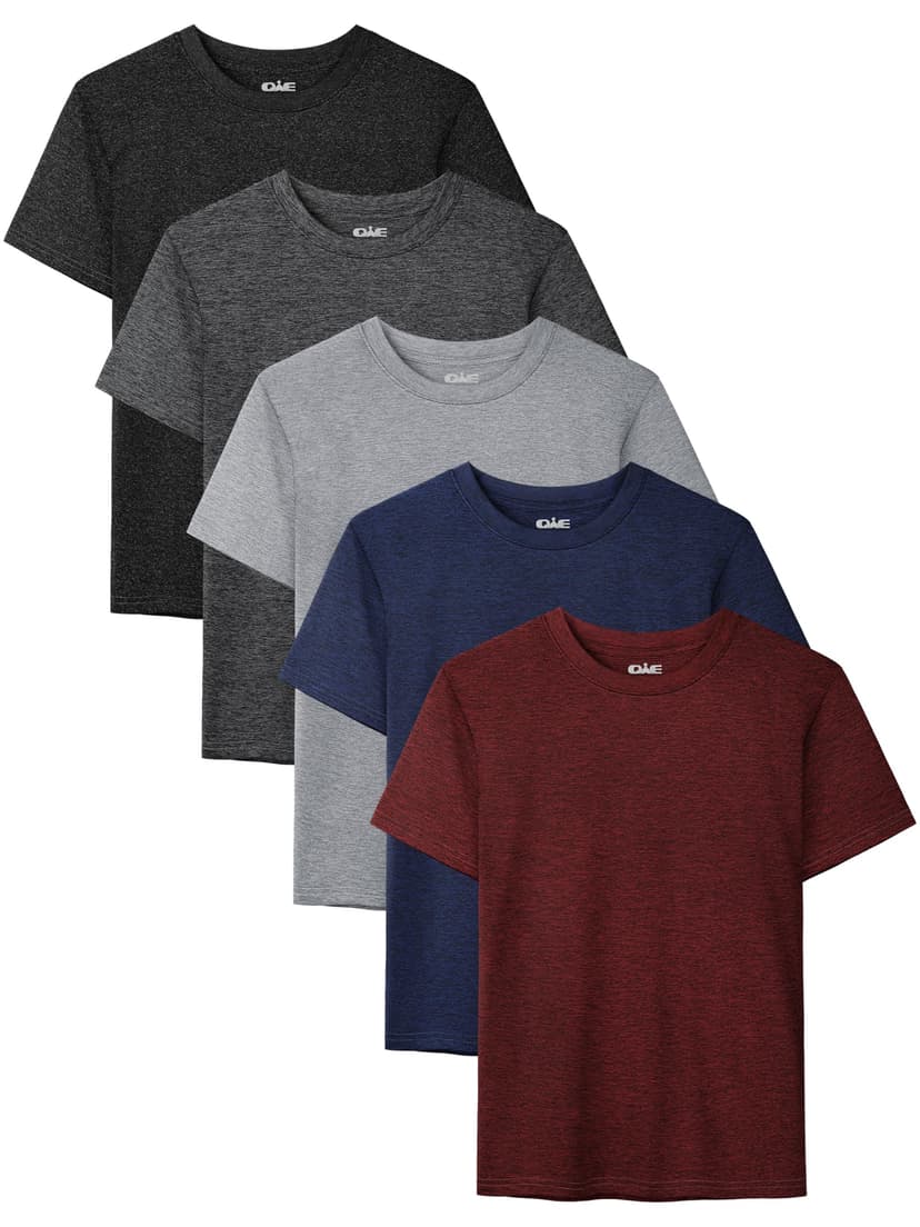 5 Pack Boys Shirts Youth Athletic Dry Fit Shirts Short Sleeve T-Shirt Tops | Boys Athletic Shirts, Summer Activewear Tops, Four-Way Stretch Superb Elastic T-Shirts for Youth Teens 5-18 Years