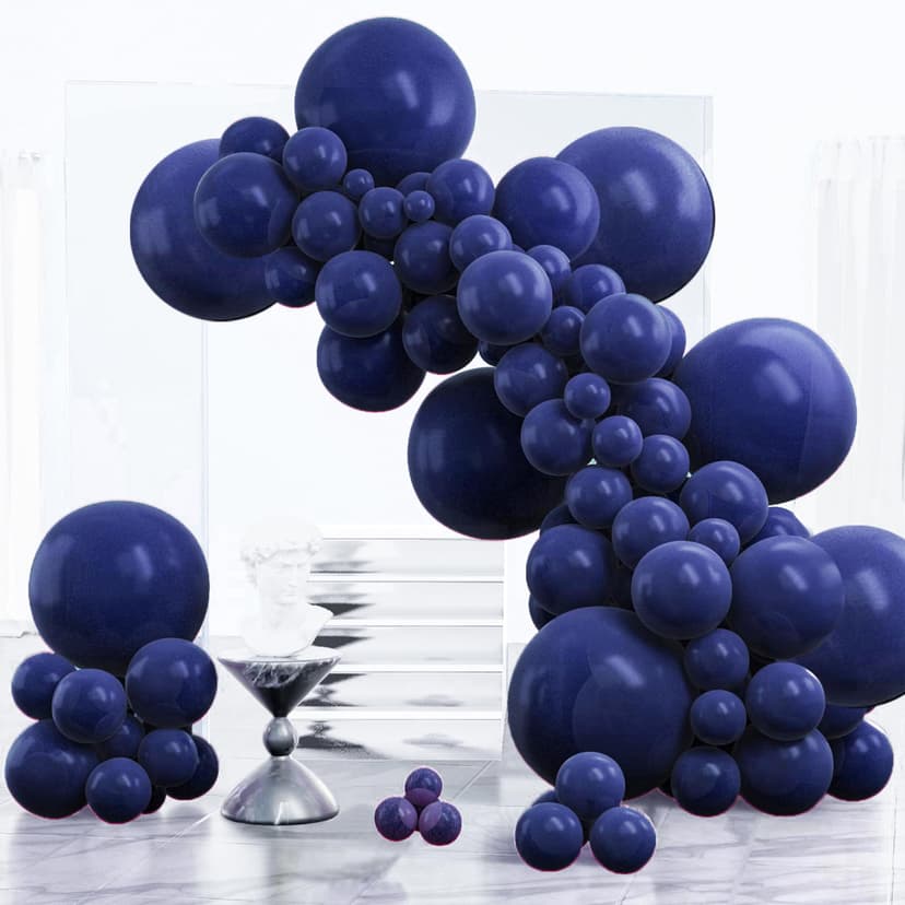 PartyWoo Navy Blue Balloons 100pcs Dark Blue Color 18 12 10 5 Inch | 18 12 10 5 Inch Balloons for Graduation Wedding Sports Baby Shower Birthday Bachelorette Sports Party Decorations Blue-Z90