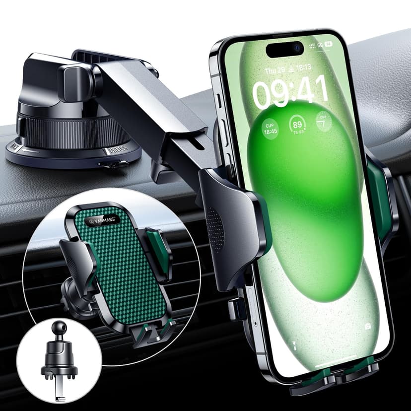 VANMASS [True Military-Grade] Car Phone Holder [Strongest Suction & Clip] Cell Phone Mount for Dashboard Windshield Vent Truck Accessories Cradle Dash Stand for iPhone 15 14 13 12 Android,Green